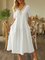 Lace Cotton And Linen Casual Pockets Plain Dress