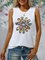 Floral-Print Cotton-Blend Casual Crew Neck Top