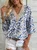 V Neck Casual Random Print Blouses