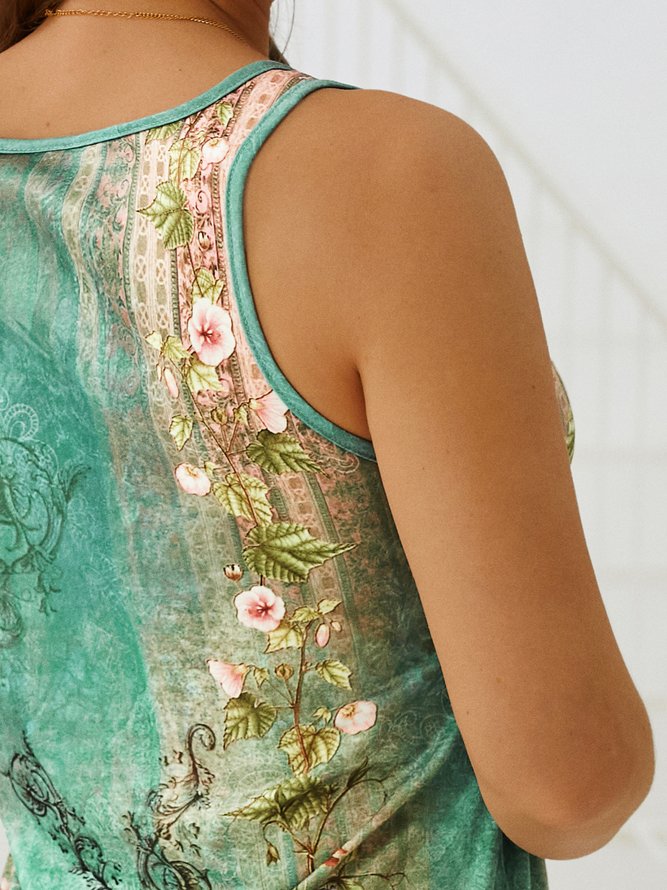 Casual Printing Floral Tank Top