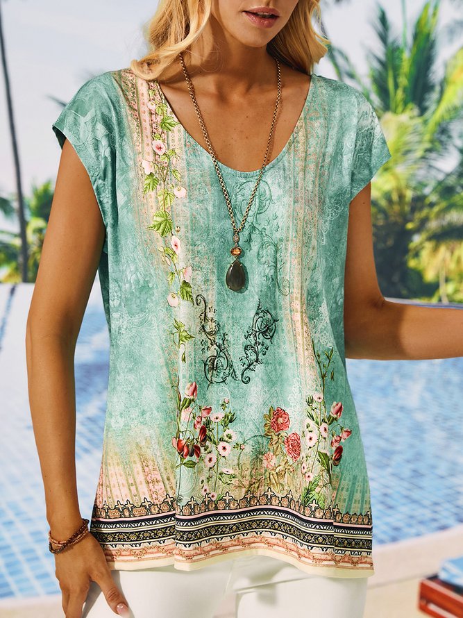 Floral Loose Vacation Tank Top