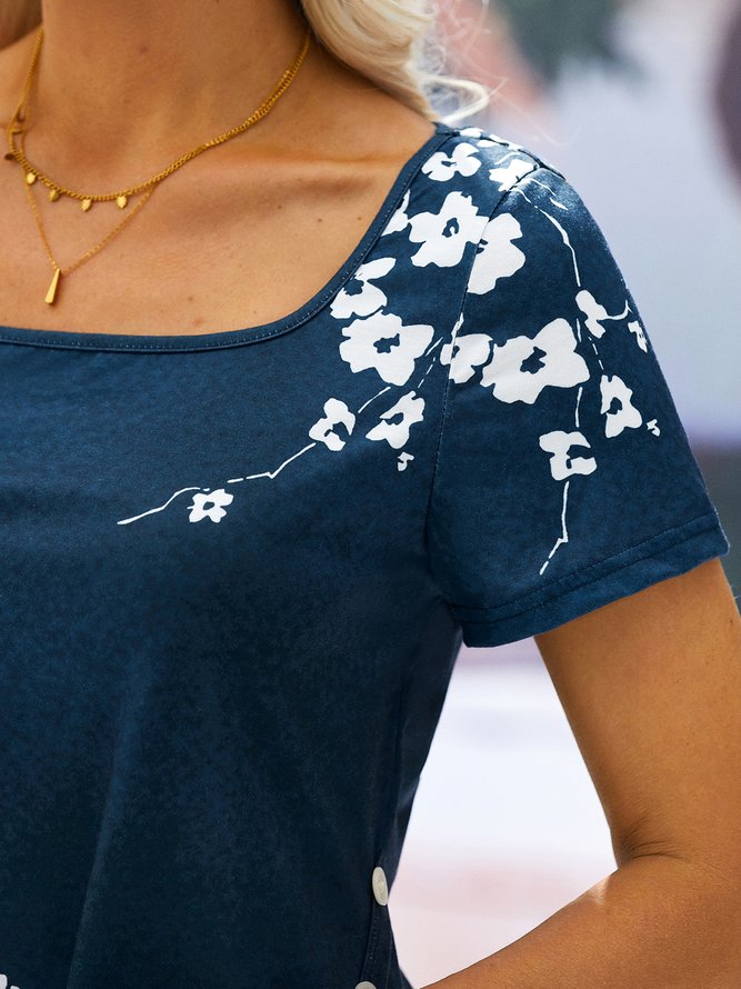 Floral Jersey Casual T-Shirt