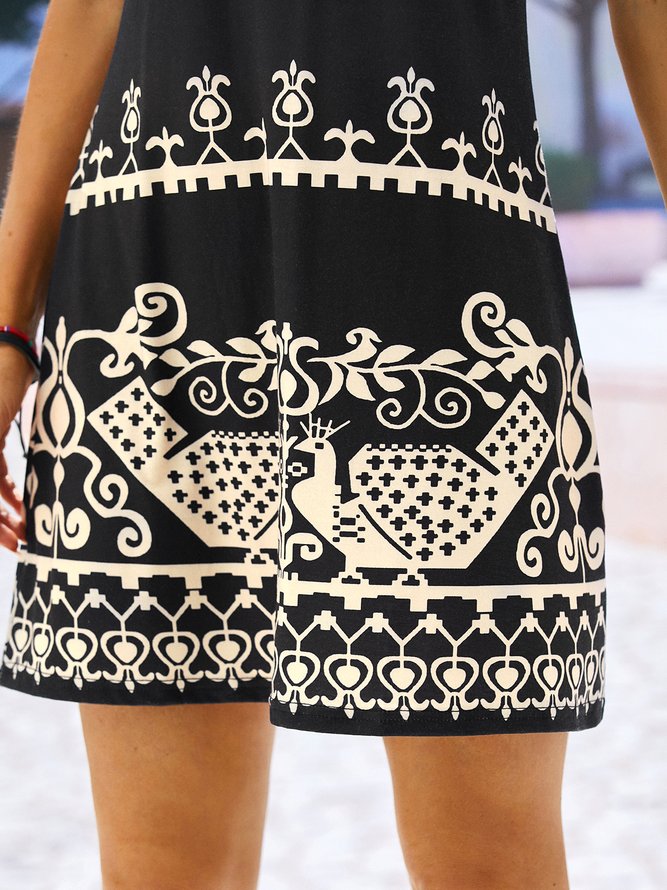 Printed Halter Sleeveless Knitting Dress