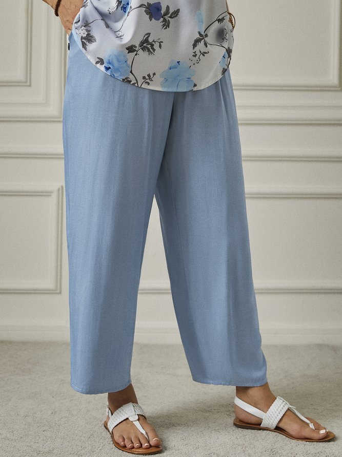 Plus Size Loose Casual Plain Pants