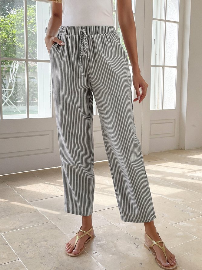 Striped Casual Loose Cotton Pants