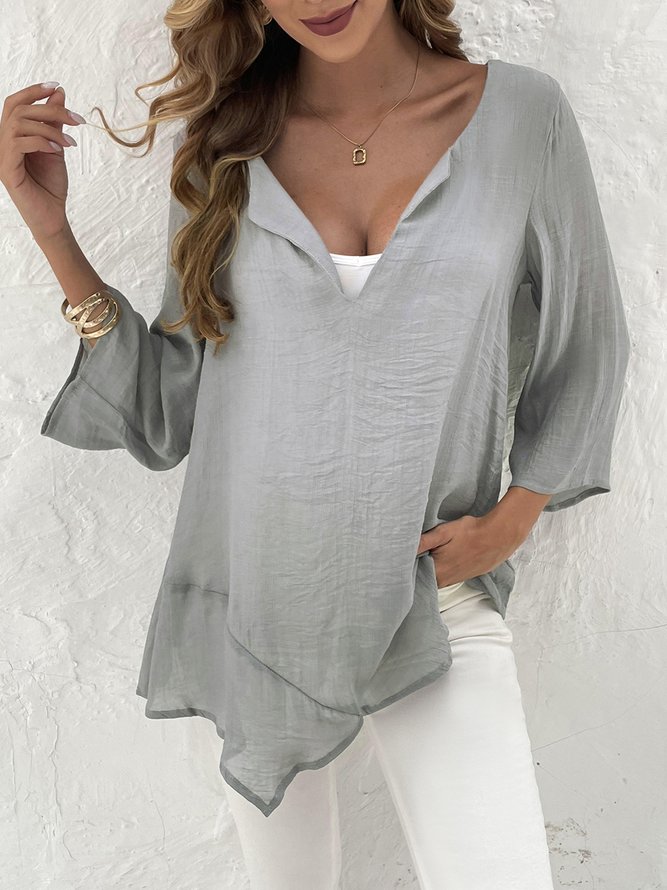 Oversized loose linen women's summer shirt (the fabric is a bit transparent, you need to wear it with a tube top)