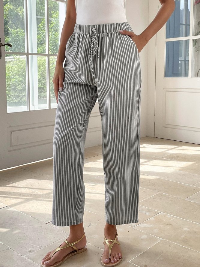 Striped Casual Loose Cotton Pants