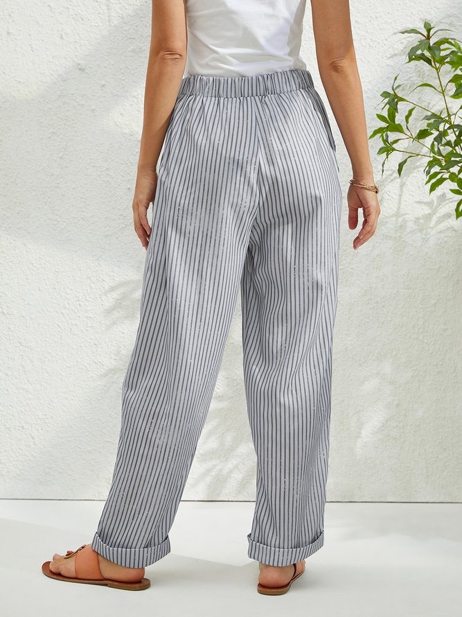 Casual Striped Print Turnip Pant