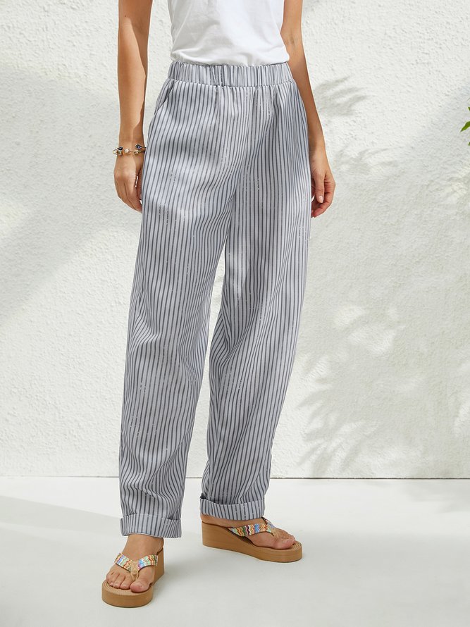 Casual Striped Print Turnip Pant