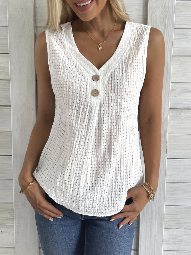 Plain V Neck Casual Loose Tank Top