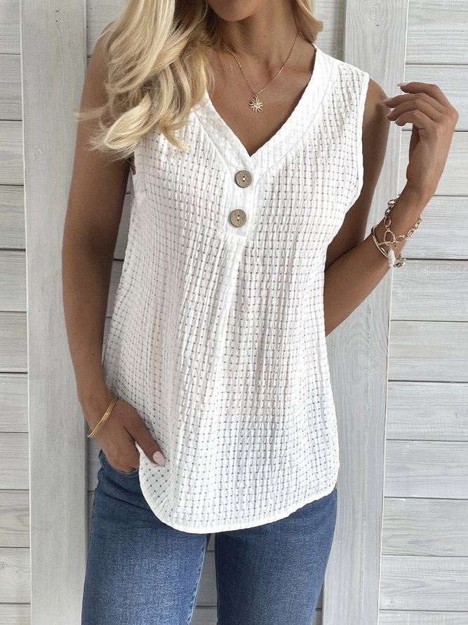 Plain V Neck Casual Loose Tank Top