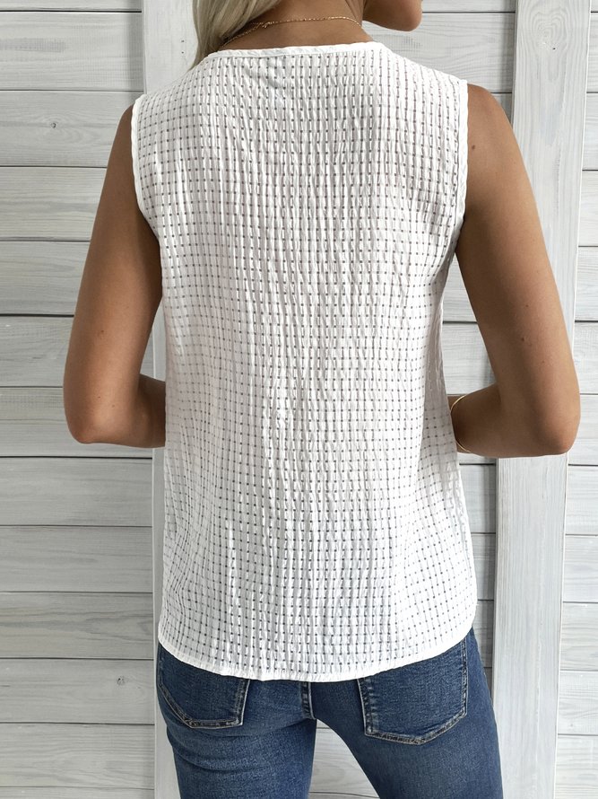 Plain V Neck Casual Loose Tank Top