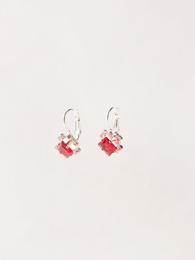 Simple Rhinestone Gem Alloy Earrings