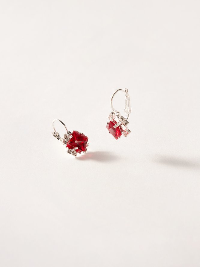 Simple Rhinestone Gem Alloy Earrings