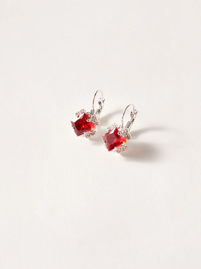 Simple Rhinestone Gem Alloy Earrings