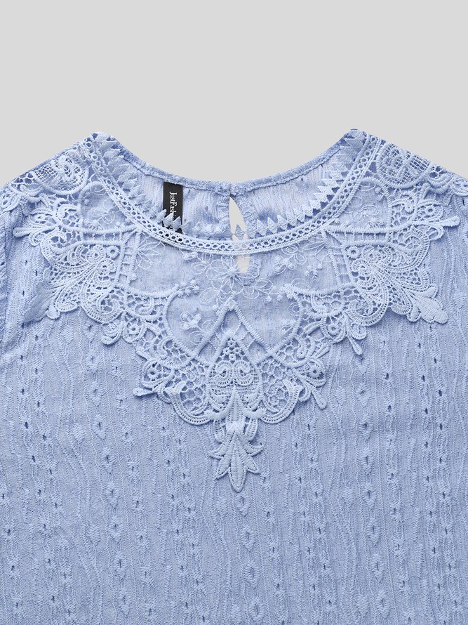 Crew Neck Lace Casual Shirt