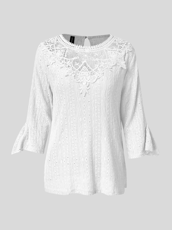 Crew Neck Lace Casual Shirt