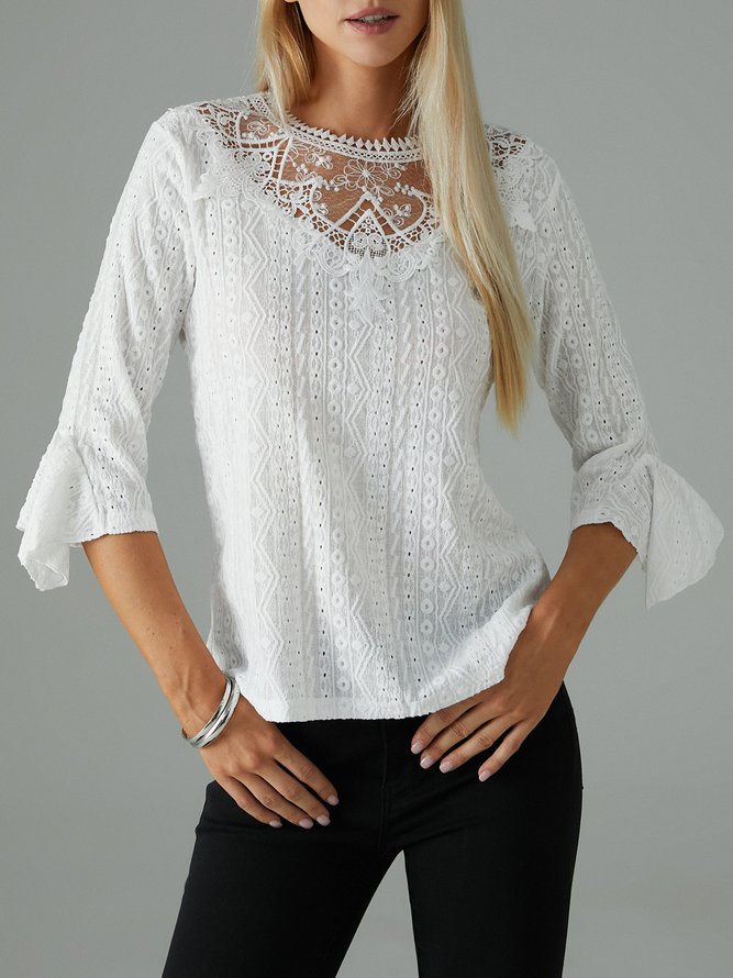 Crew Neck Lace Casual Shirt