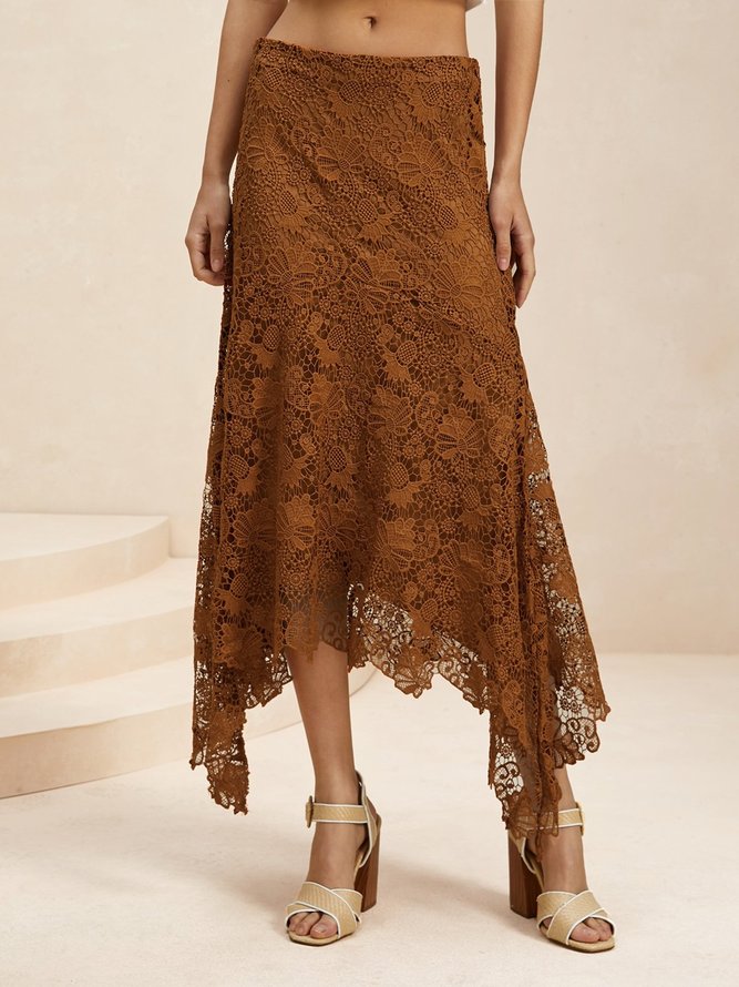 Women's Boho Lace H-Line Natural Loose Maxi Skirt