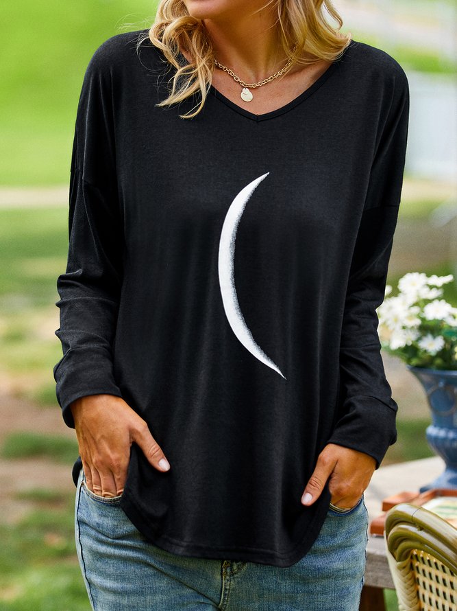 Plain Summer Casual Micro-Elasticity Long sleeve Fit Crew Neck Regular H-Line Tunic T-Shirt for Women