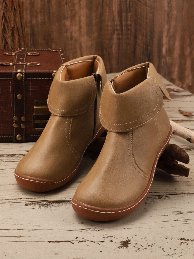 Women Casual Plain All Season Commuting Closed Toe PU Vintage Style Rubber Classic Boots Boots