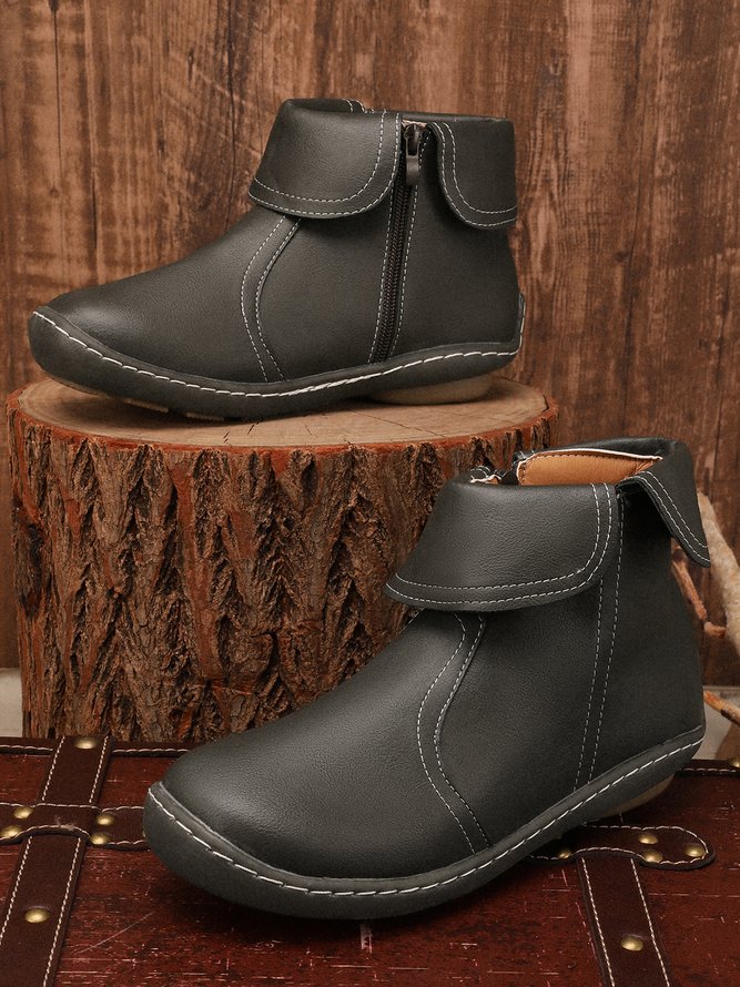 Women Casual Plain All Season Commuting Closed Toe PU Vintage Style Rubber Classic Boots Boots