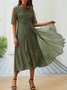 Women Holiday Dress Plain Half Sleeve Party Comfy Elegant Wedding Guest Midi Dress