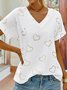 Heart Short sleeve V Neck Casual Short Sleeve T-shirt