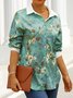 Casual Shirt Collar Floral Loose Blouse