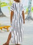 Plus Size Striped Short Sleeve V Neck Casual Dress