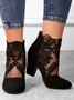 Lace Split Joint Chunky Heel Sandals Boots with Back Zip