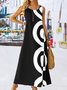 Loose Casual Color Block Crew Neck Maxi Dress