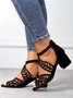 Ladies Elegant Cutout Open Toe Block Heel Sandals