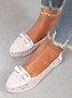 Elegant Applique Bowknot Decor Lace Split Joint Flat Shoes