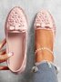 Elegant Applique Bowknot Decor Lace Split Joint Flat Shoes