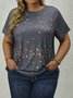 Plus Size Butterfly Printed Casual T-Shirt