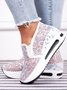 Breathable Floral Embroidery Slip-on Muffin Sneakers