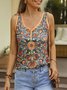 Ethnic V Neck Regular Fit Casual Tank Top