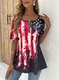 Loose America Flag Casual Jersey Shirt