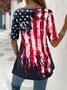 Loose America Flag Casual Jersey Shirt