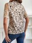 Geometric Lace Short Sleeve Crew Neck Casual Tunic Shirt