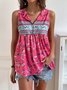 Floral Loose Vacation V Neck Tank Top