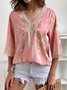 Loose Random Print V Neck Casual Shirt