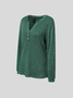 Women Casual Plain Loose Blouse Notched Long Sleeve Buttoned Regular Spring/Fall Shirt