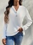 Women Casual Plain Loose Blouse Notched Long Sleeve Buttoned Regular Spring/Fall Shirt