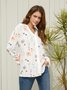 V Neck Long Sleeve Floral Buttoned Lightweight Micro-Elasticity Loose Blouse For Women 2023