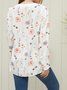 V Neck Long Sleeve Floral Buttoned Lightweight Micro-Elasticity Loose Blouse For Women 2023