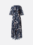 Floral Elegant Chiffon Flare Sleeve Dress