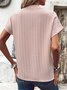 V Neck Short Sleeve Plain Regular Loose Shirt For Women