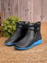 Women Casual Soft Braided Strap Lether PU Flat Heel Snow Boots